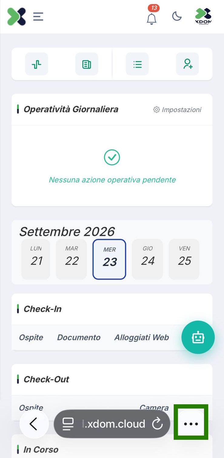 Barra di Safari su iPhone con evidenziati i tre puntini